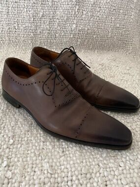 Magnanni Burnished Grey Perforated Oxfords 46 EU 12 US